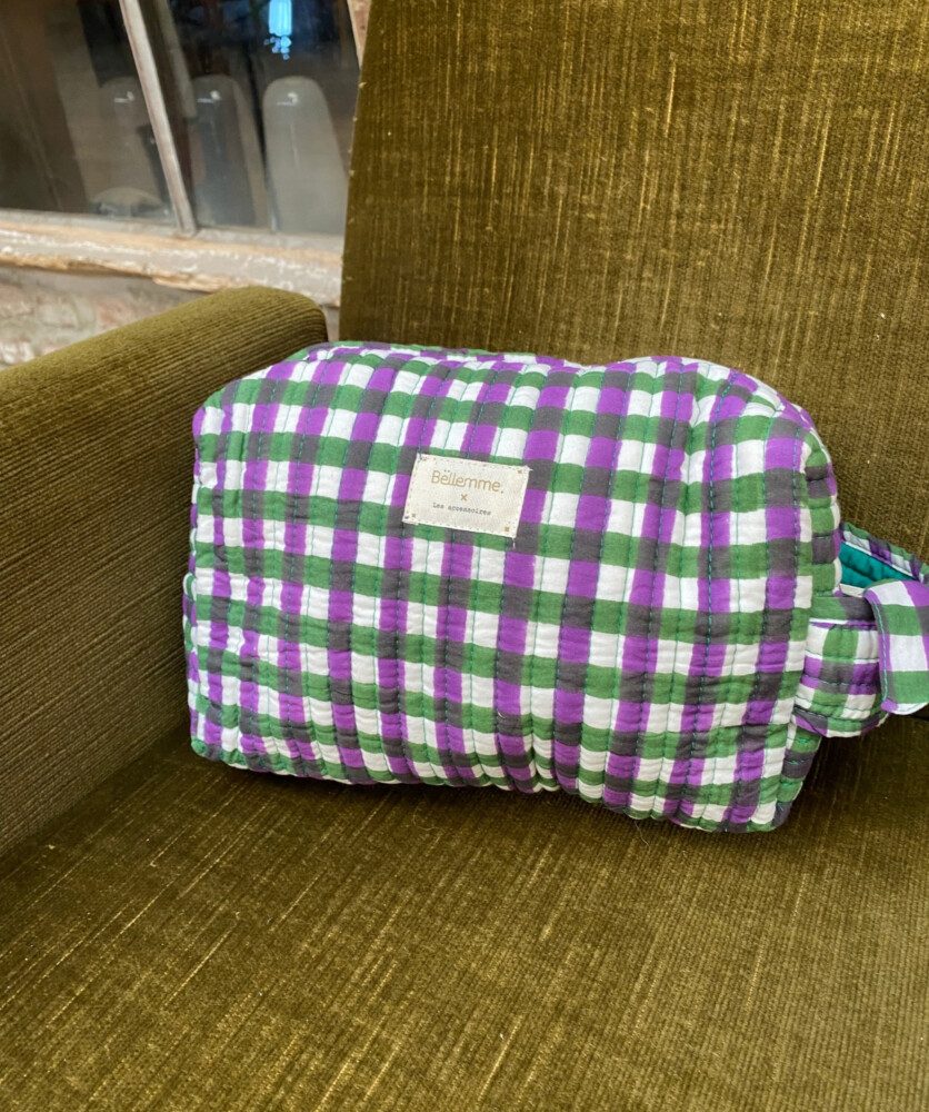 Trousse de toilette – Carreaux green & purple