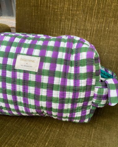 Trousse de toilette – Carreaux green & purple
