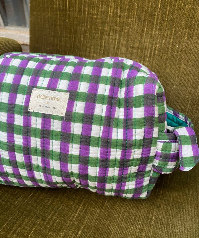 Trousse de toilette – Carreaux green & purple