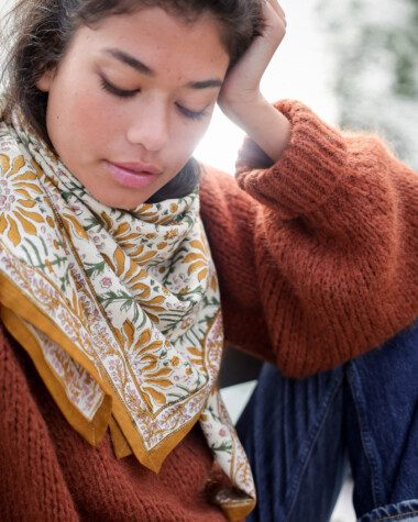 Foulard grand format – Palmyre caramel beurre salé
