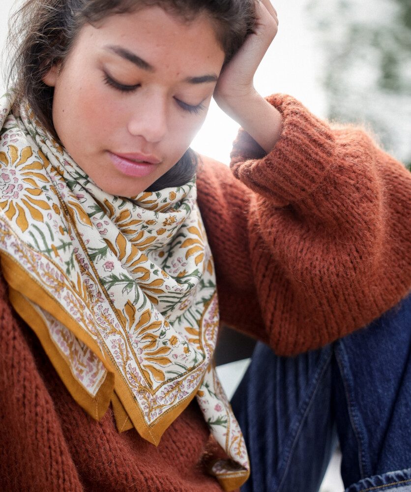 Foulard grand format – Palmyre caramel beurre salé