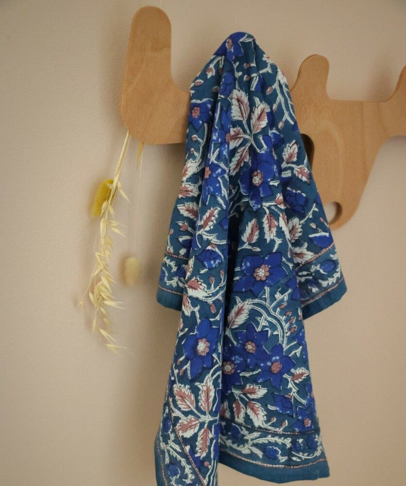 Foulard petit format – Uma bleu cobalt