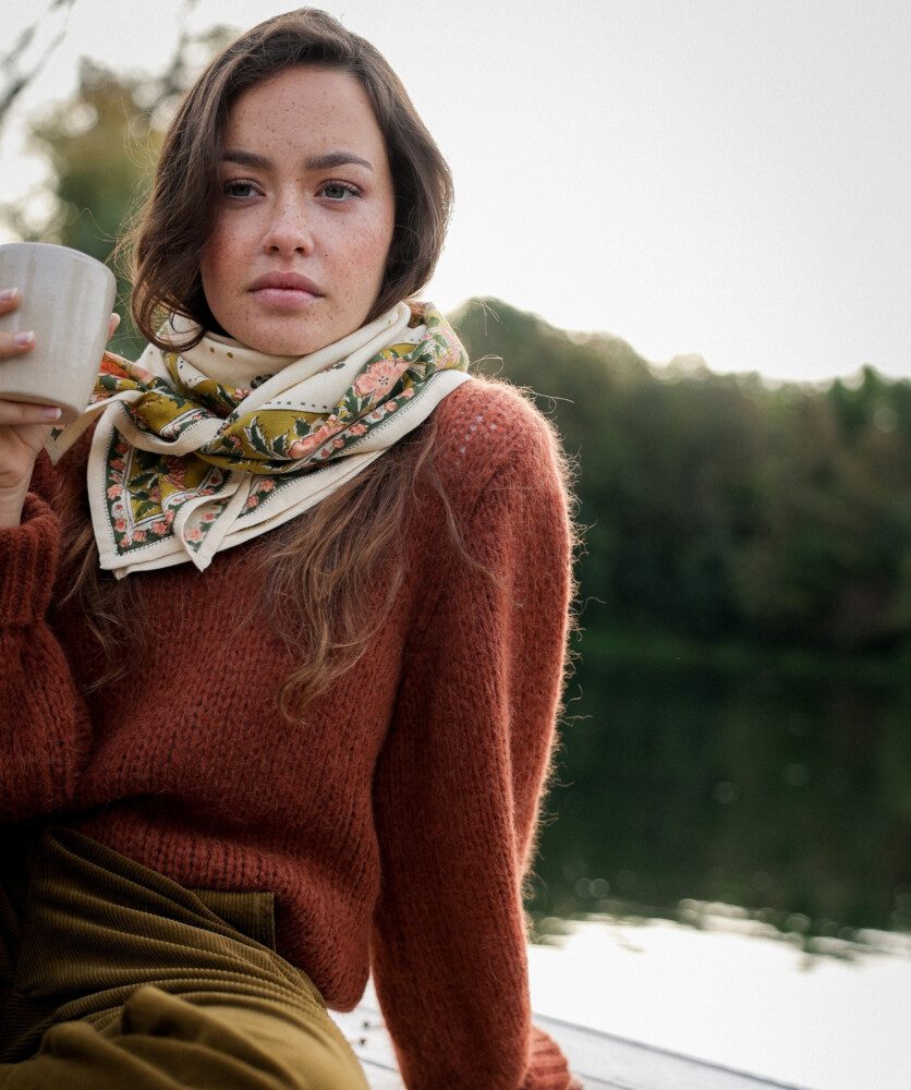 Foulard grand format – Balkan écru