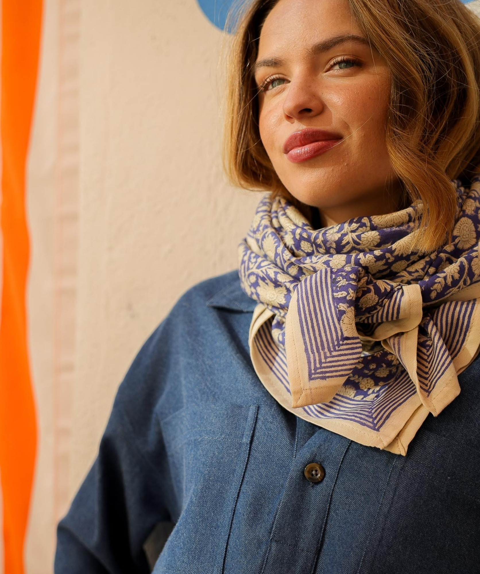 Foulard grand format – Anjali Cobalt
