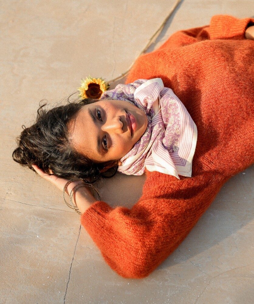Foulard grand format – Anjali Lilas