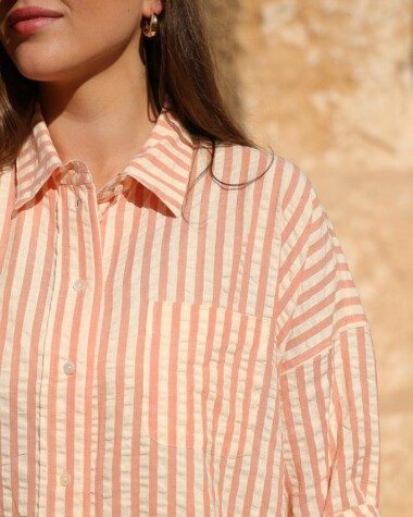 Robe Binibeca – Rayure Seersucker Rose Poudre