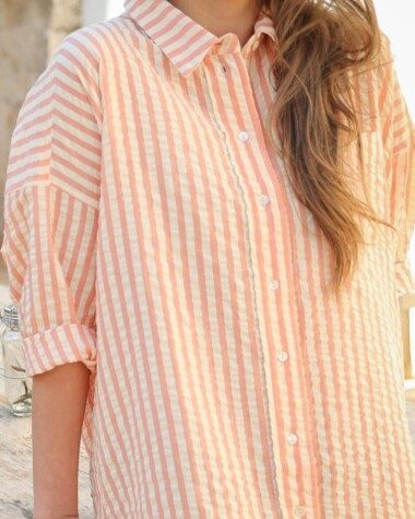 Robe Binibeca – Rayure Seersucker Rose Poudre