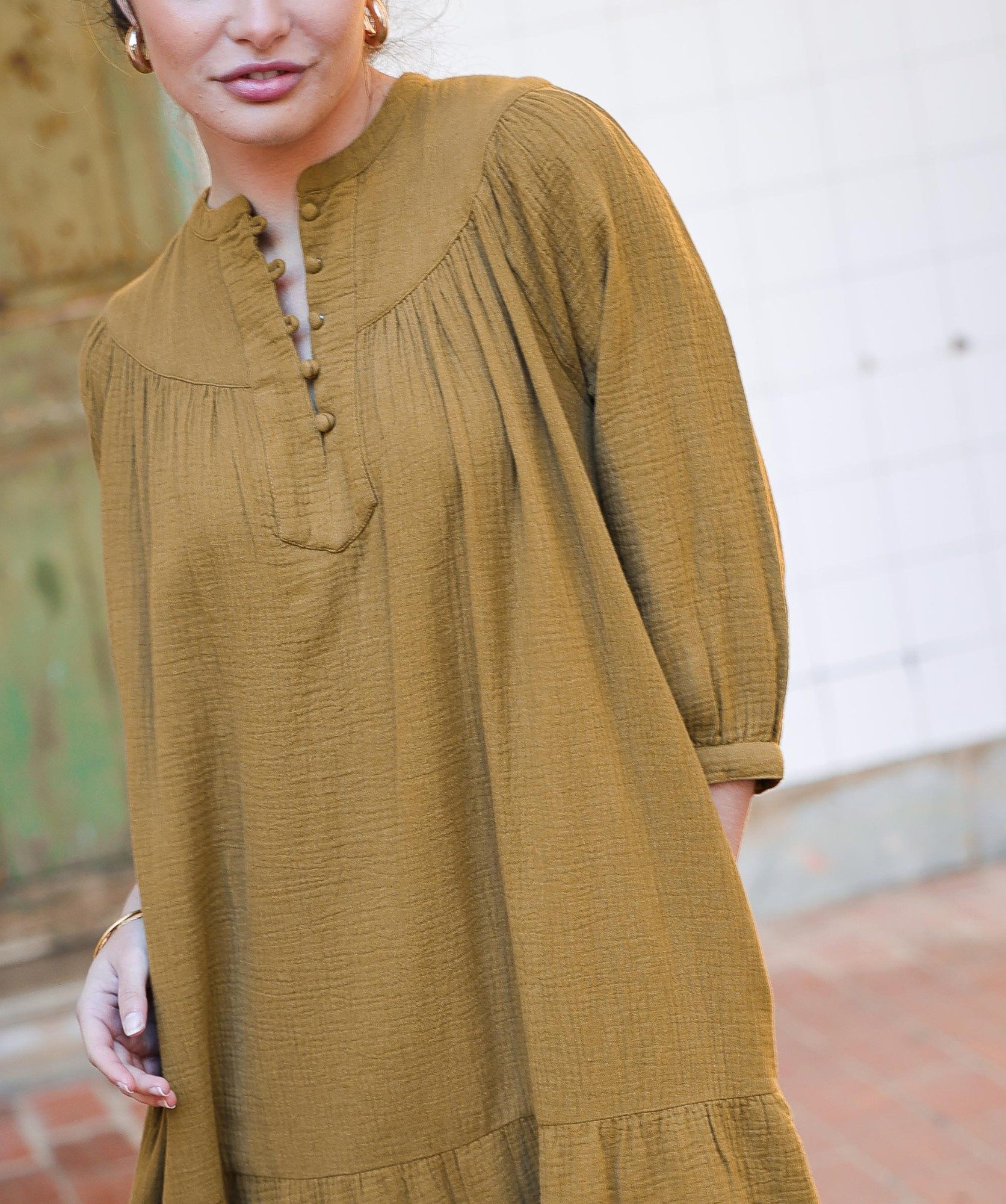 Robe Menorca – Gaze de coton Bronze