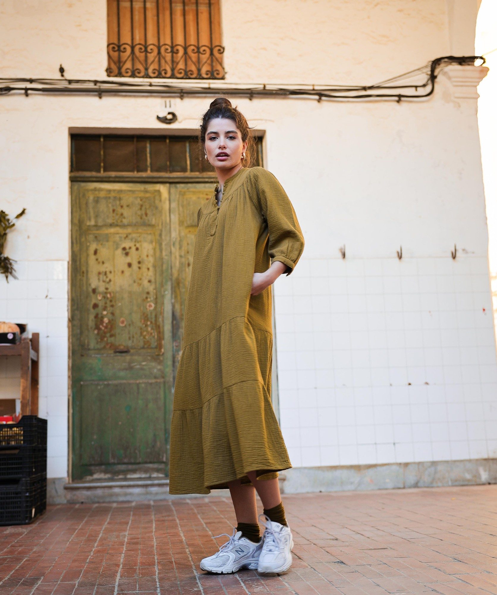 Robe Menorca – Gaze de coton Bronze