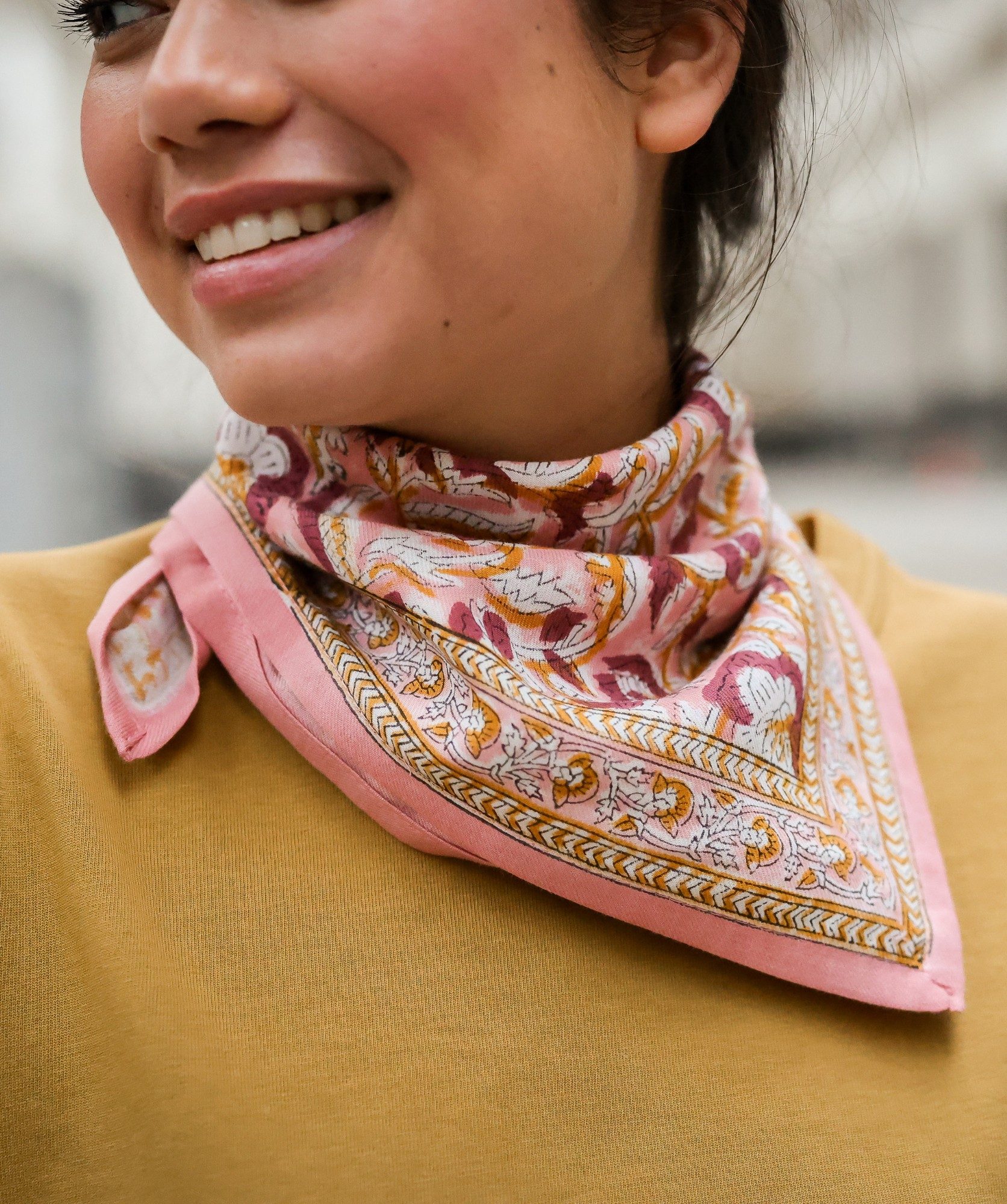 Foulard petit format – Jaya rose blush