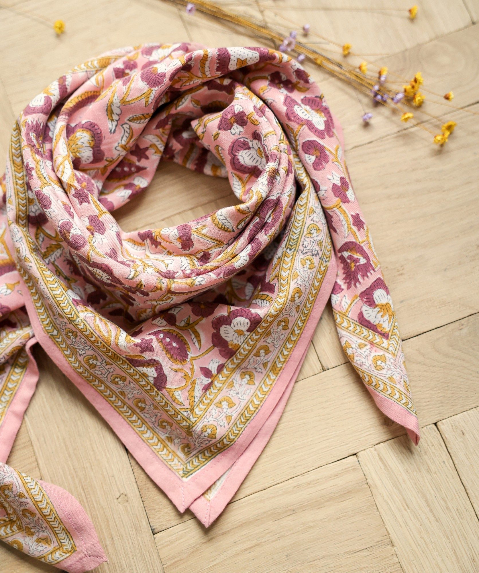 Foulard grand format – Jaya rose blush
