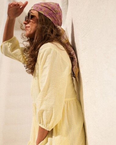 Robe Famara – Rayure seersucker citron