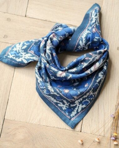 Foulard petit format – Uma bleu cobalt