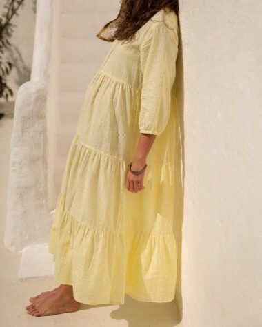 Robe Famara – Rayure seersucker citron