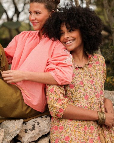 Robe Anaya – Imprimé Block-print Amarante