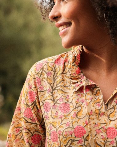 Robe Anaya – Imprimé Block-print Amarante