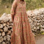 Robe Anaya – Imprimé Block-print Amarante