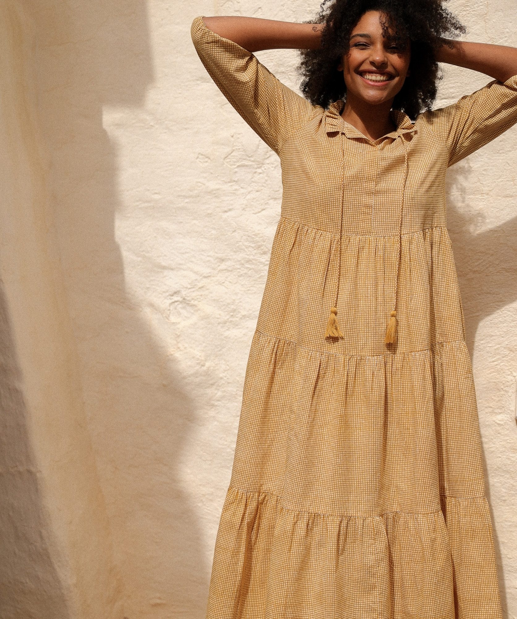 Robe Anaya – Imprimé Block-print Manado Miel