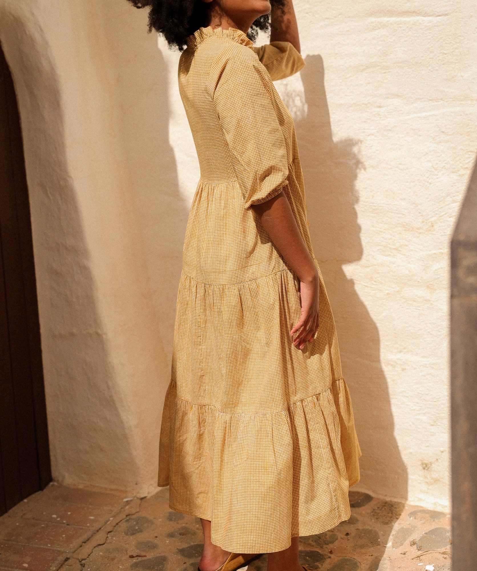 Robe Anaya – Imprimé Block-print Manado Miel
