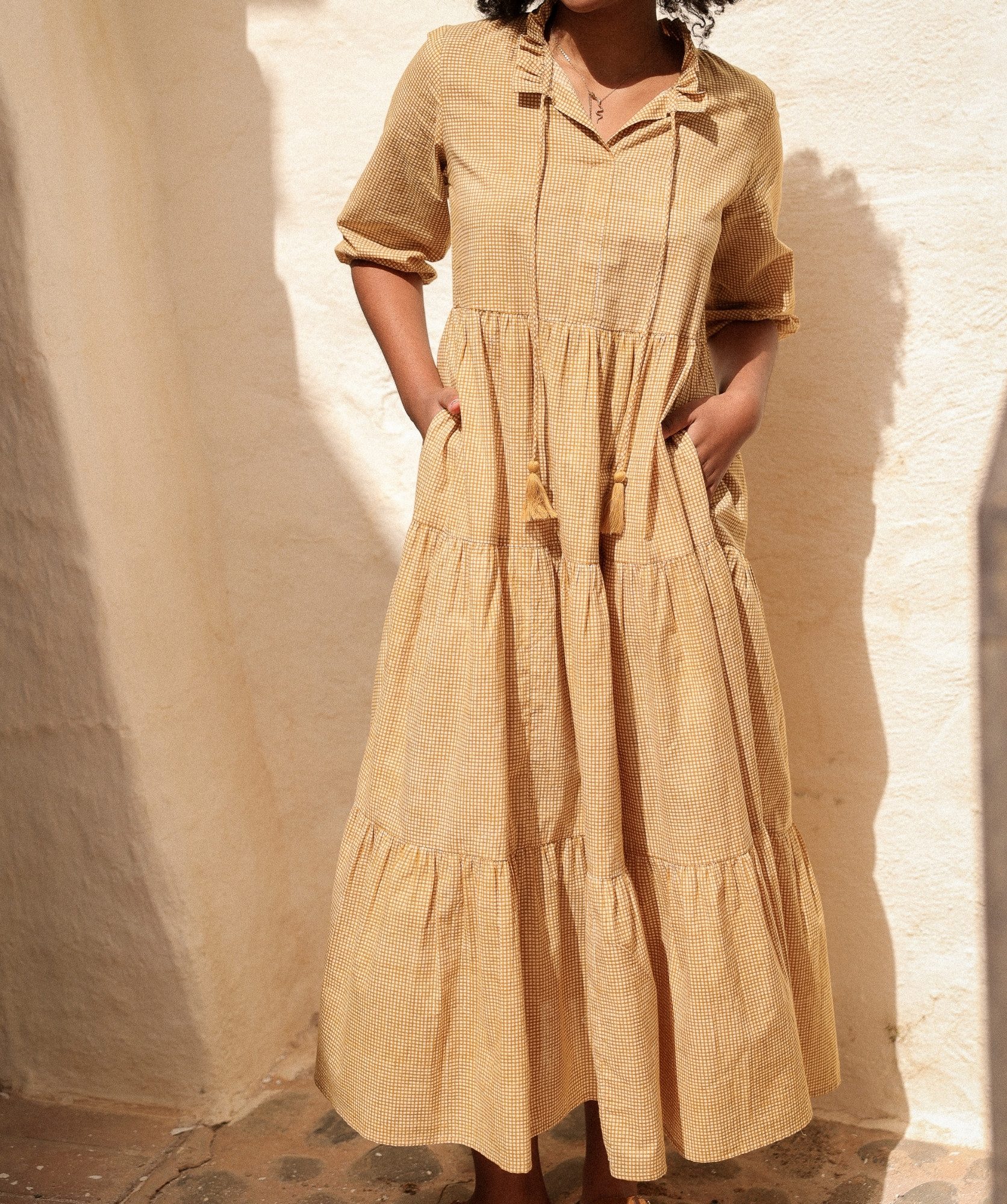 Robe Anaya – Imprimé Block-print Manado Miel