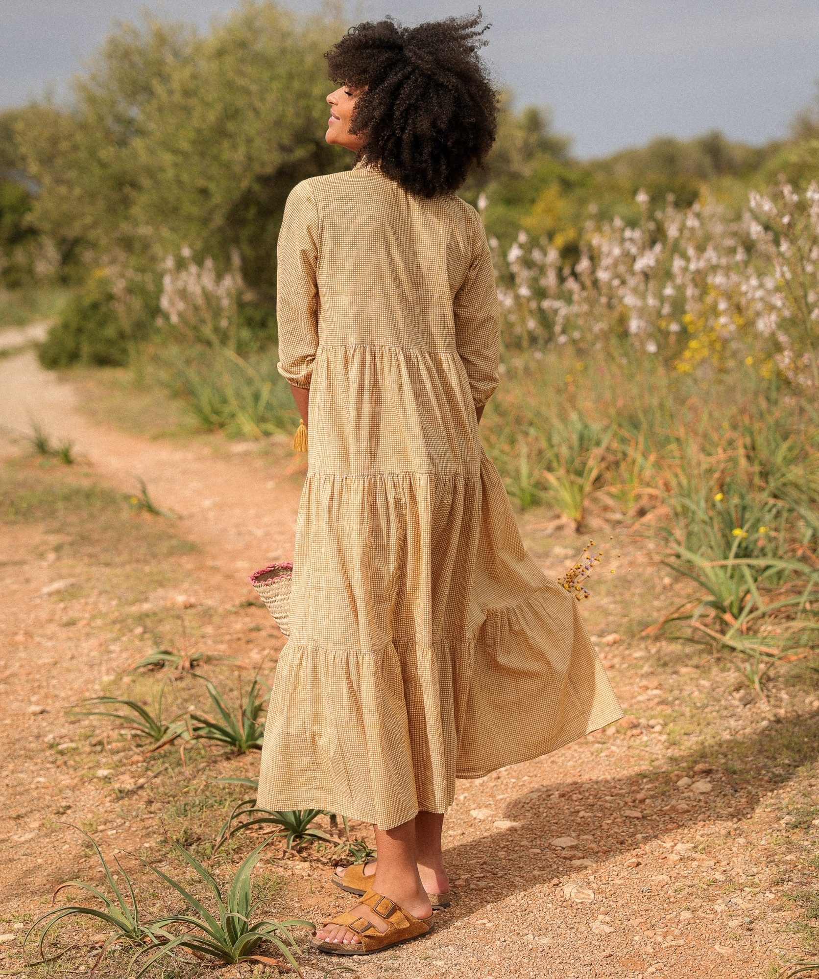 Robe Anaya – Imprimé Block-print Manado Miel