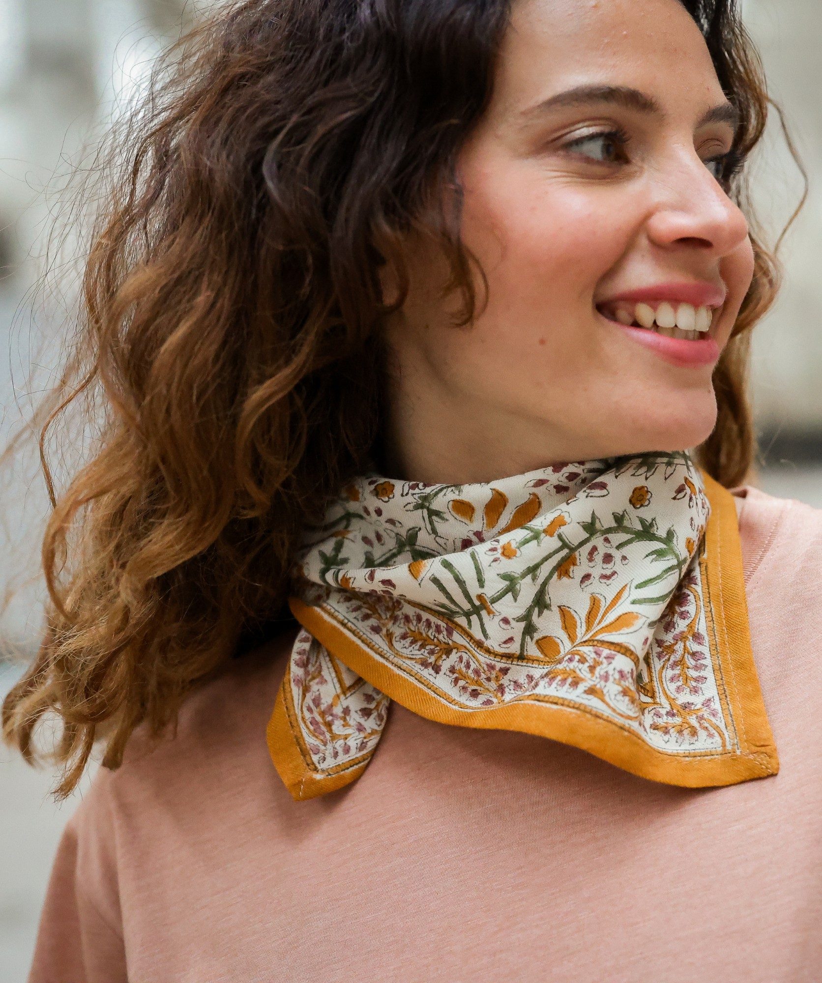 Foulard petit format – Palmyre Caramel beurre salé