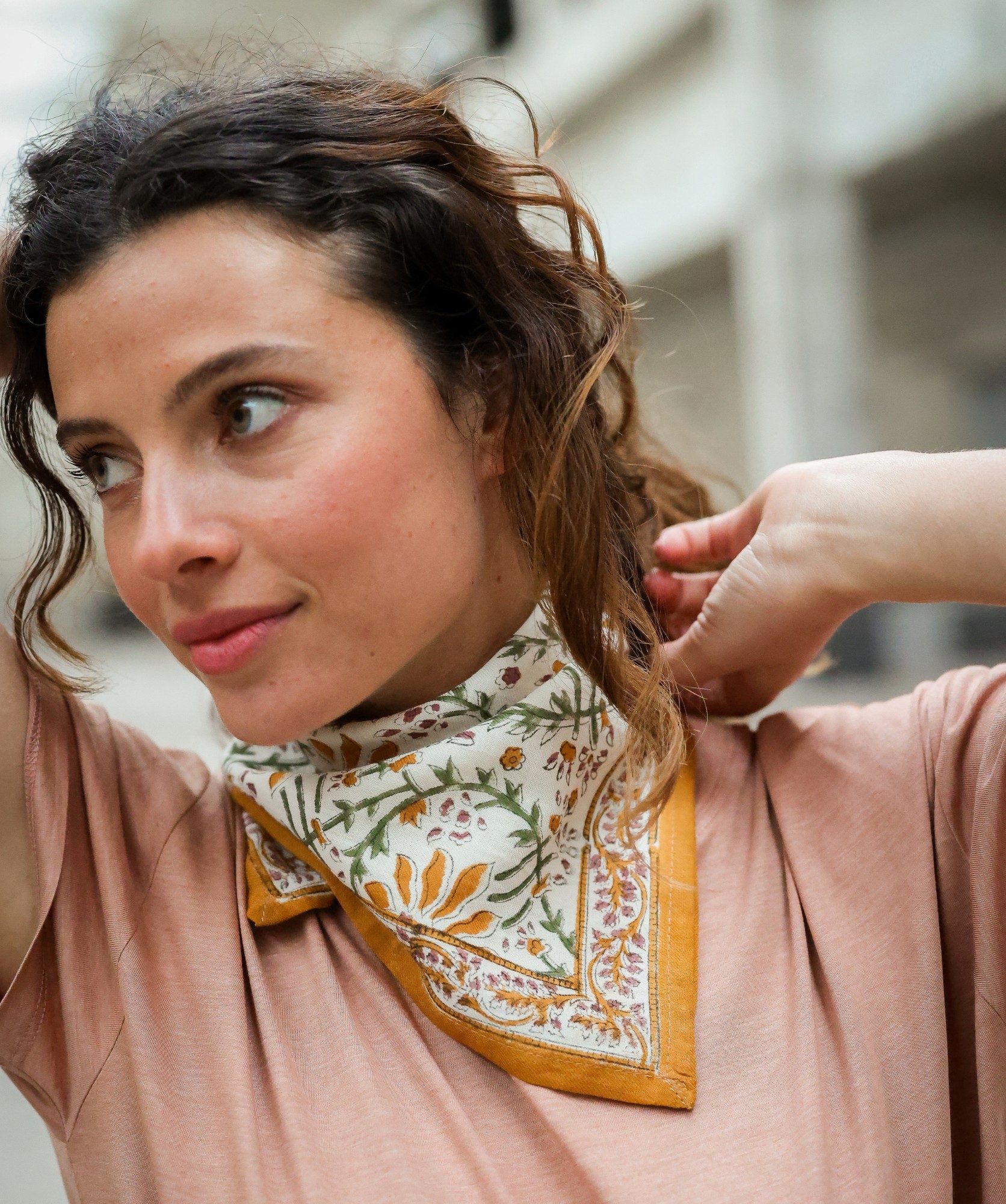 Foulard petit format – Palmyre Caramel beurre salé