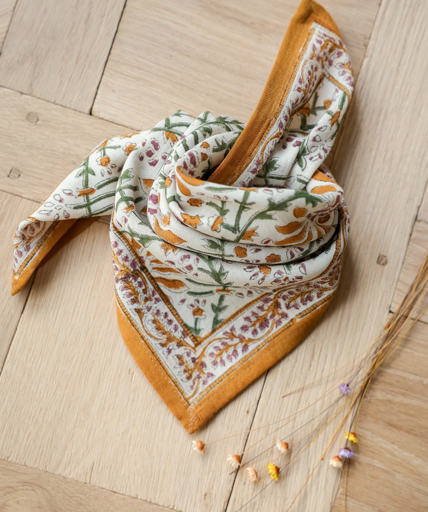 Foulard petit format – Palmyre Caramel beurre salé