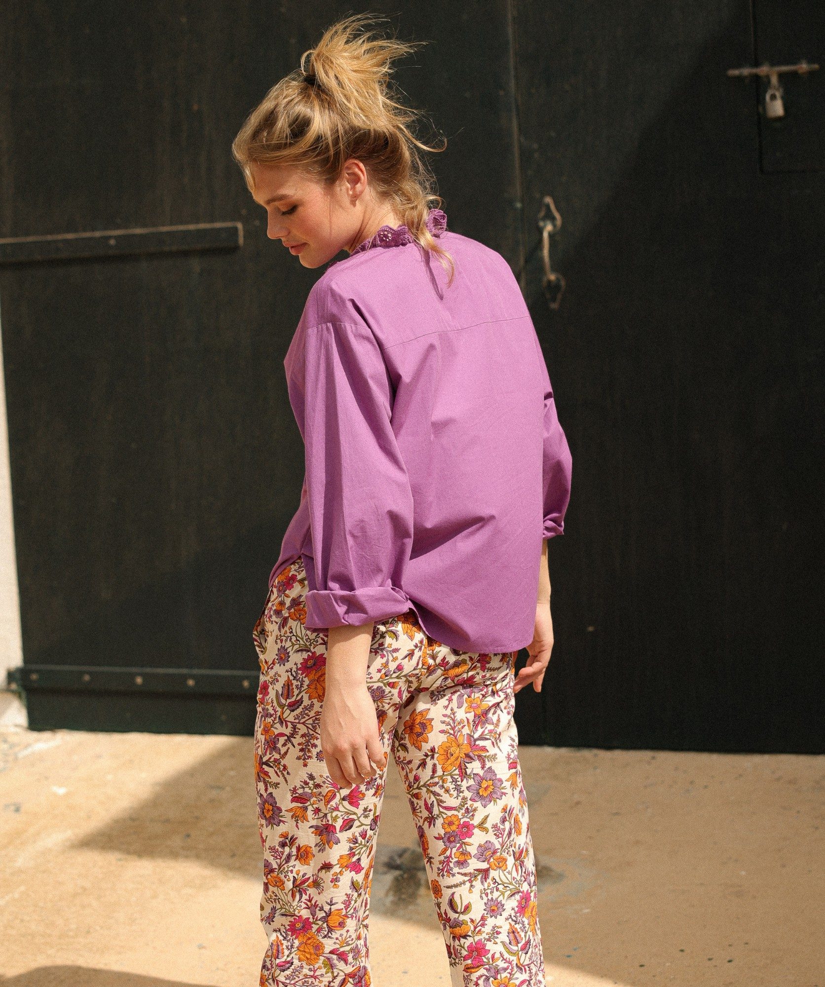 Chemise Fornels – popeline de coton Figue