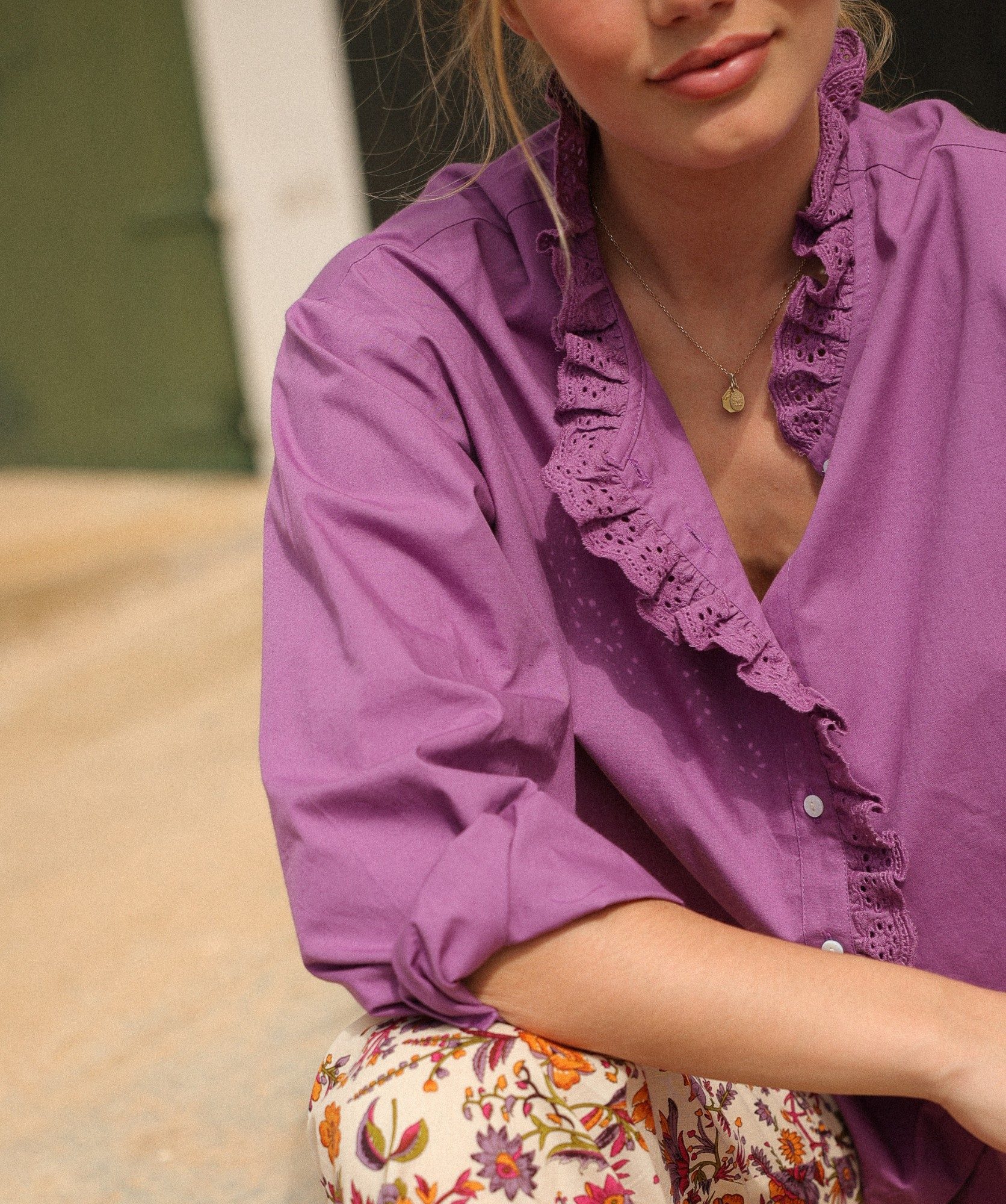 Chemise Fornels – popeline de coton Figue