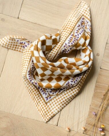 Foulard petit format – Damier caramel