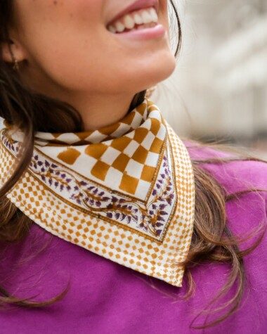 Foulard petit format – Damier caramel