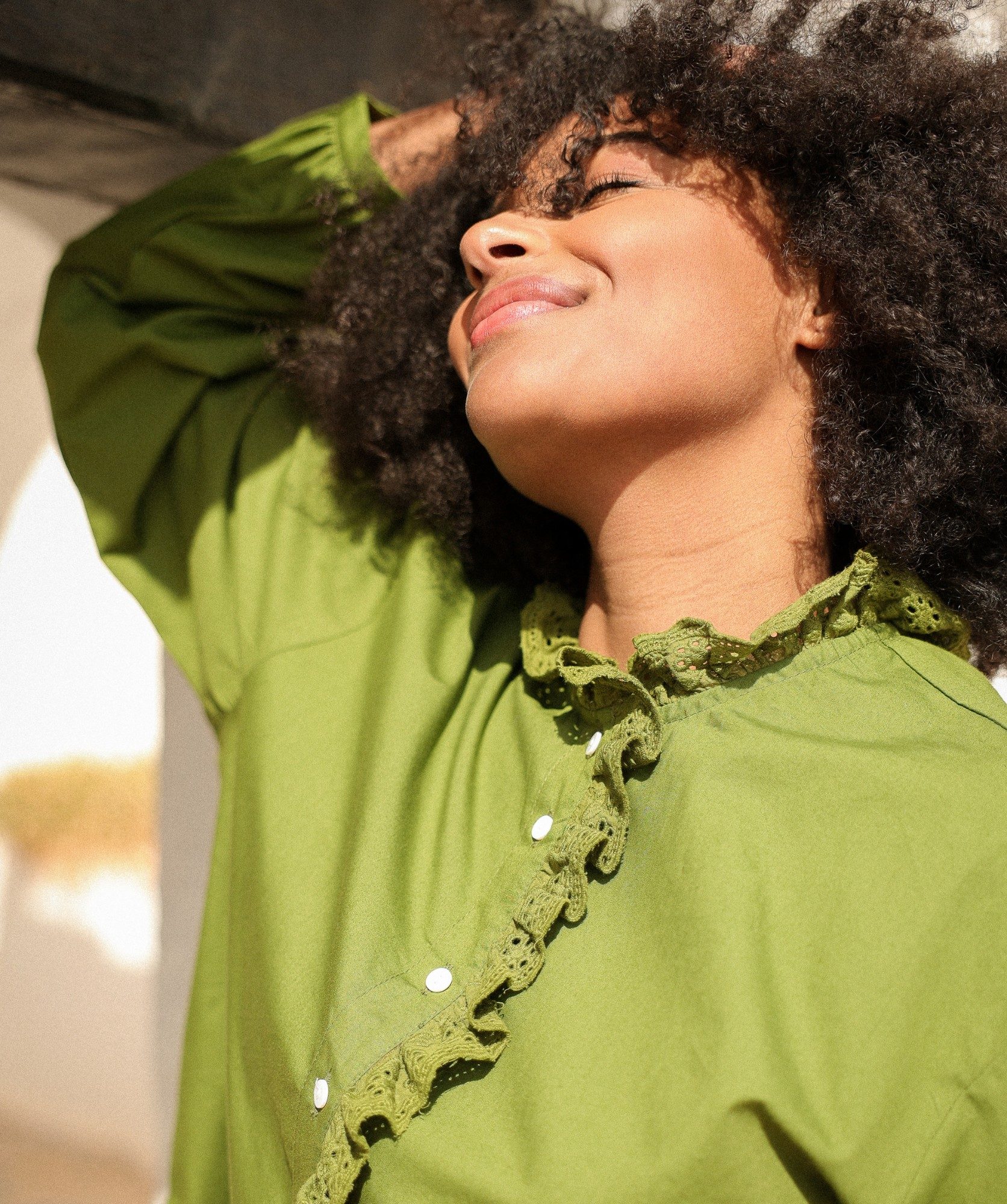 Chemise Fornels – popeline de coton vert Mousse