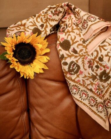 Foulard grand format – Mina rose poudre