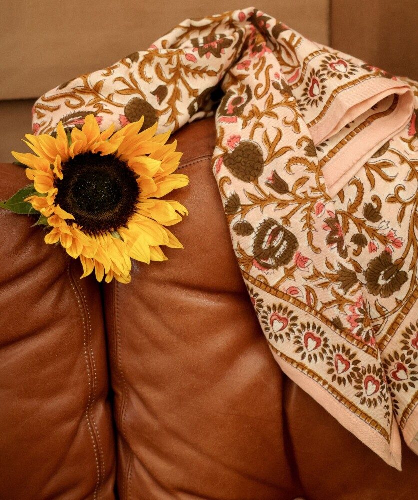 Foulard grand format – Mina rose poudre