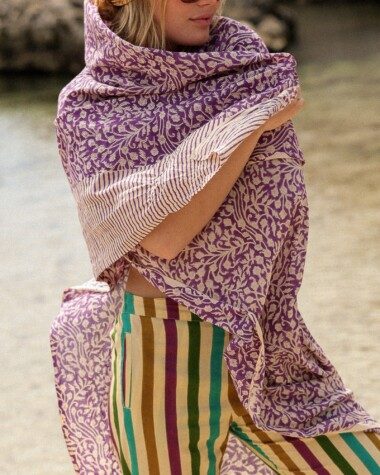 Paréo – Imprimé block print Ipanema purple