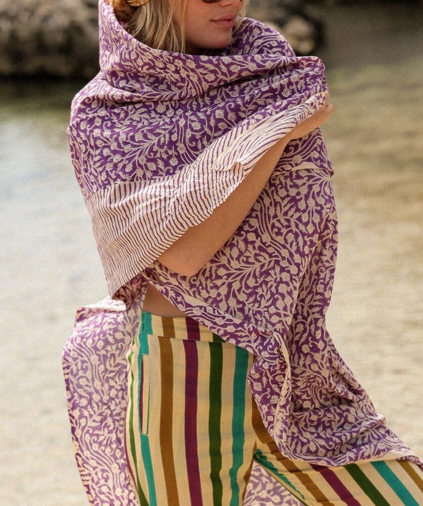 Paréo – Imprimé block print Ipanema purple