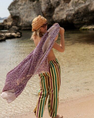 Paréo – Imprimé block print Ipanema purple
