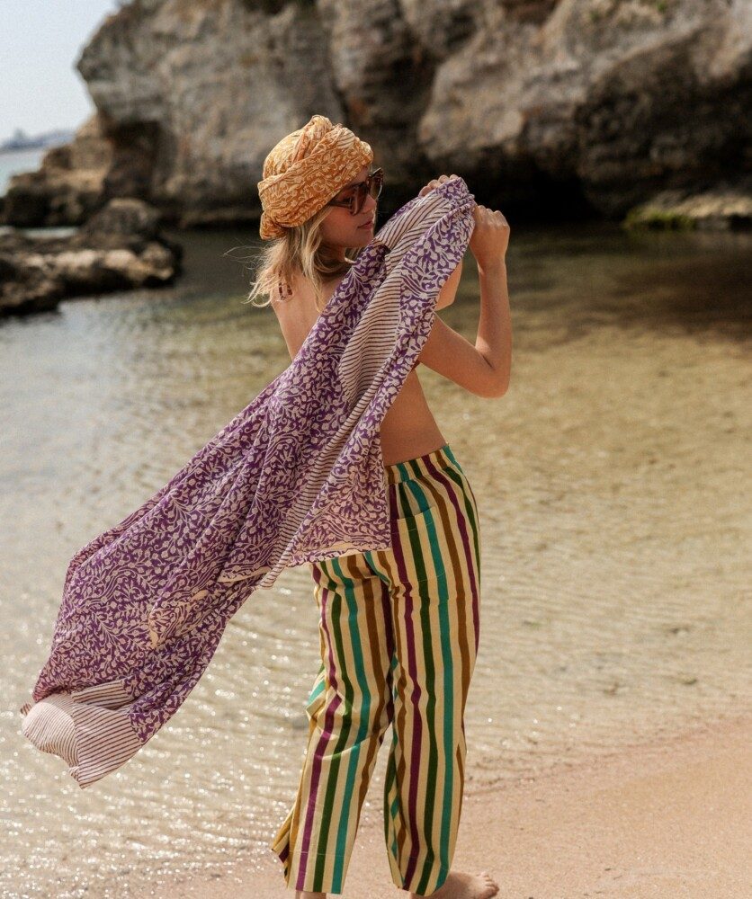 Paréo – Imprimé block print Ipanema purple