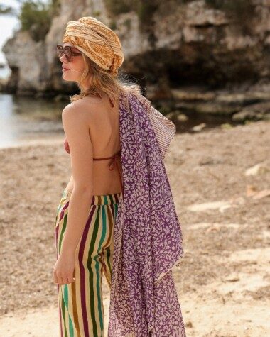 Paréo – Imprimé block print Ipanema purple