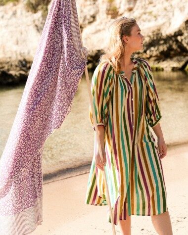 Paréo – Imprimé block print Ipanema purple