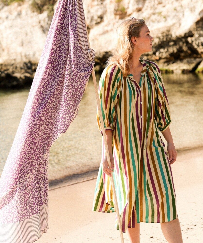 Paréo – Imprimé block print Ipanema purple