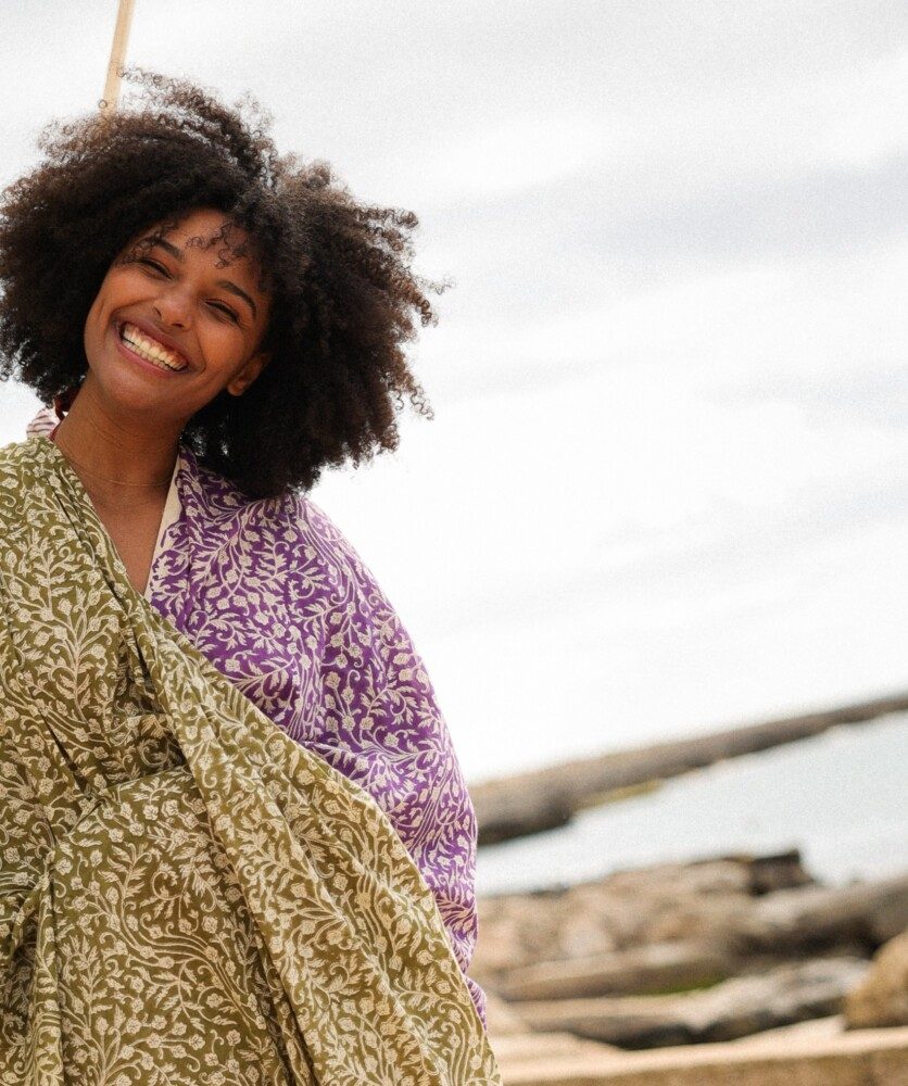 Paréo – Imprimé block print Ipanema purple