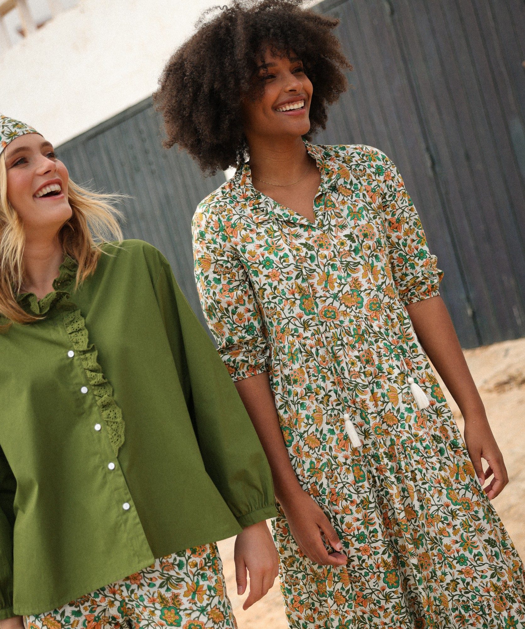 Chemise Fornels – popeline de coton vert Mousse