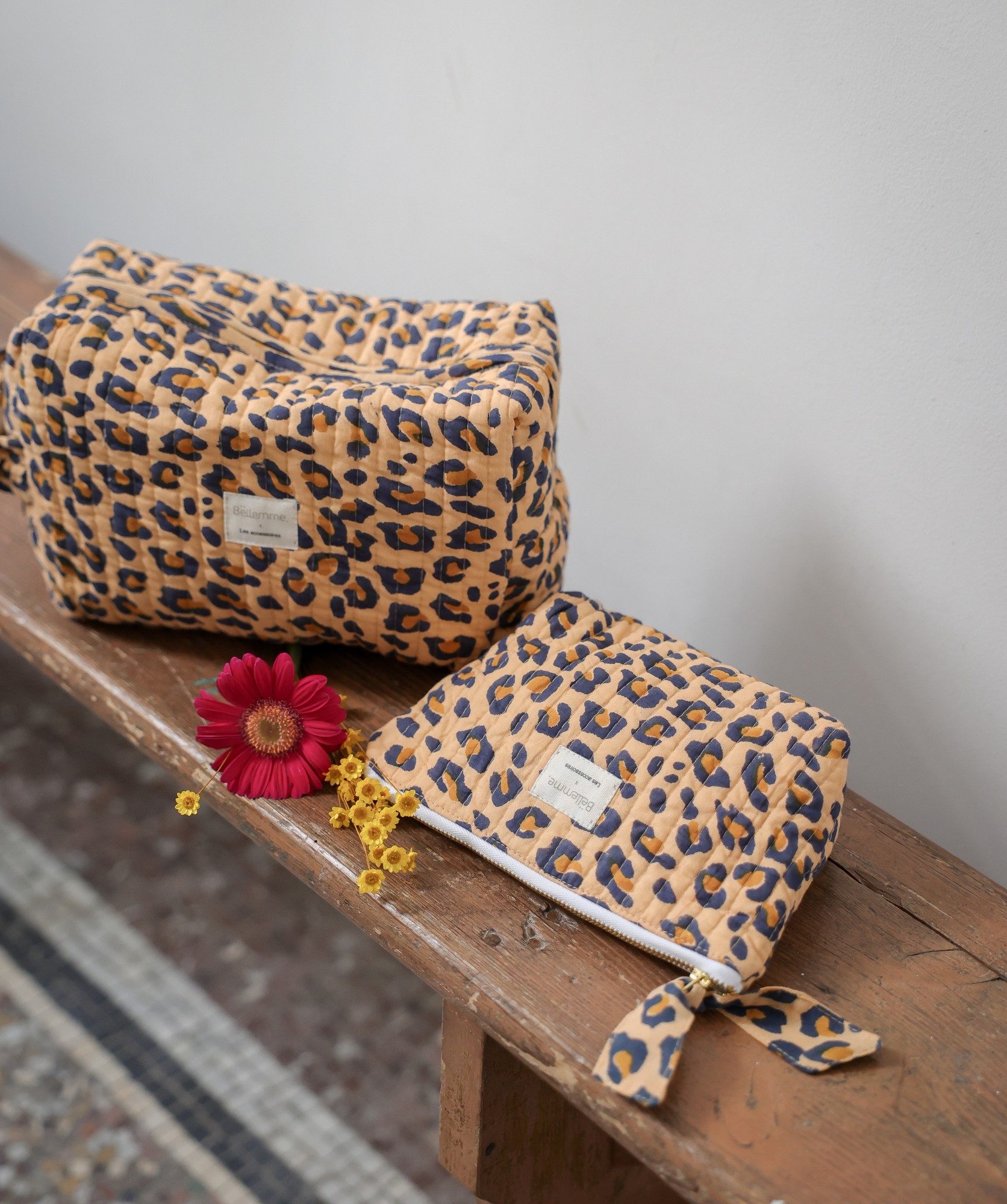 Trousse de toilette Jude petit format – Léopard camel
