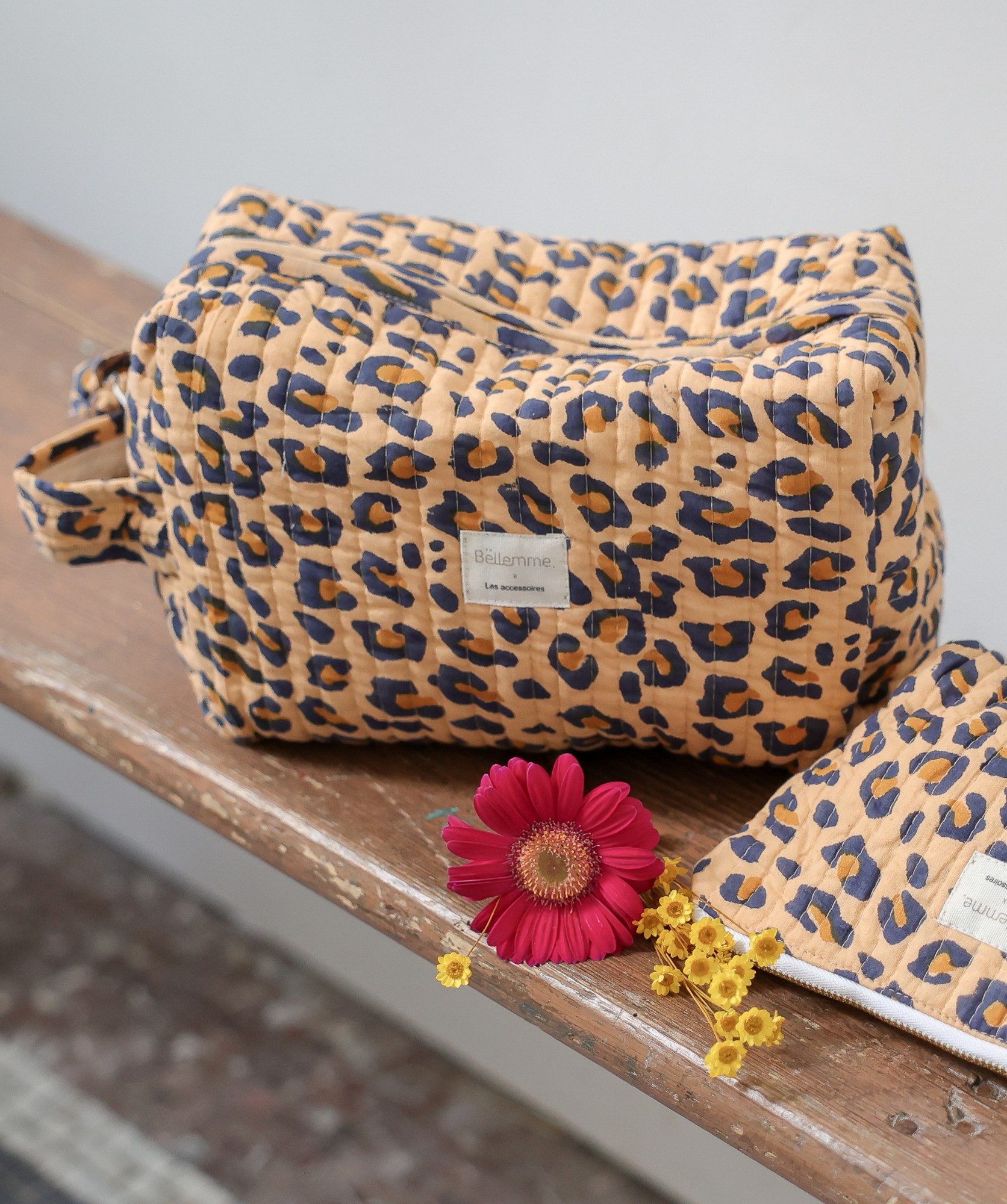 Trousse de toilette Jude petit format – Léopard camel