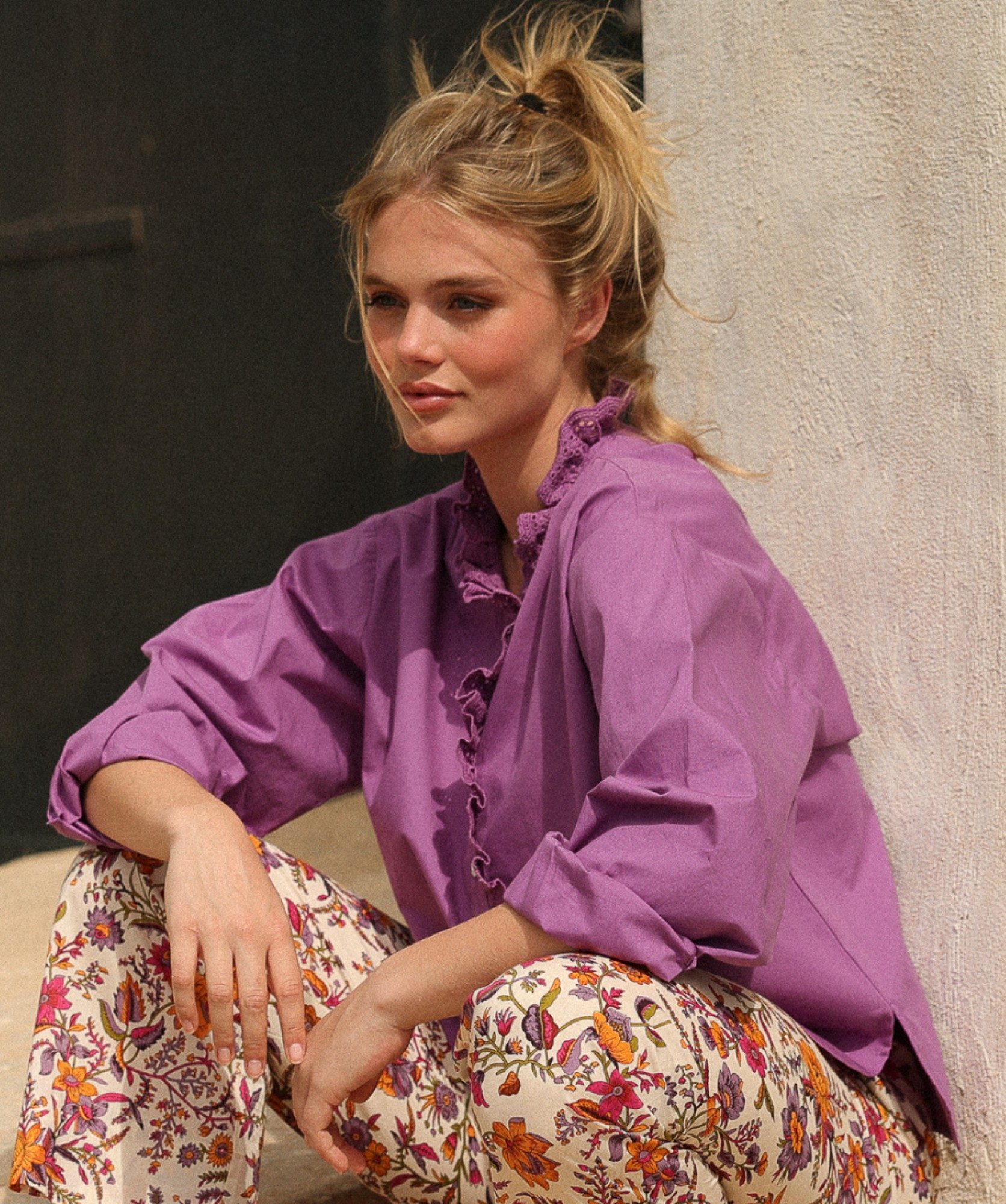 Chemise Fornels – popeline de coton Figue