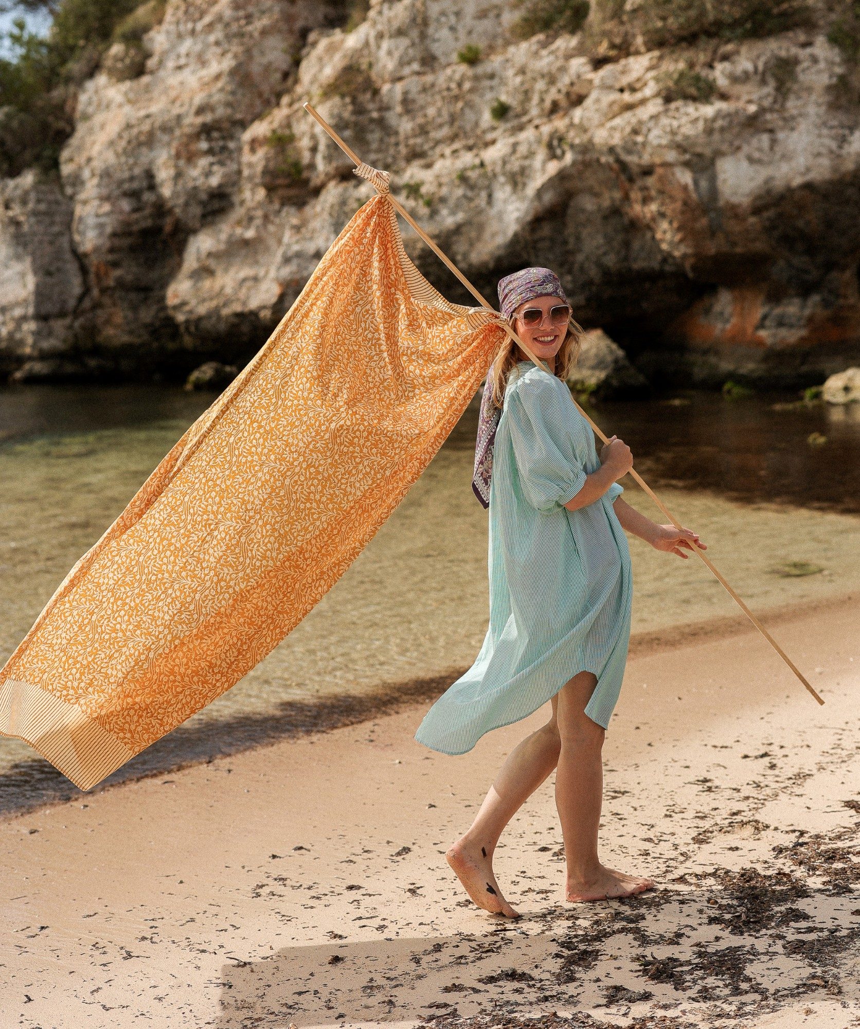 Paréo – Imprimé block print Ipanema Honey