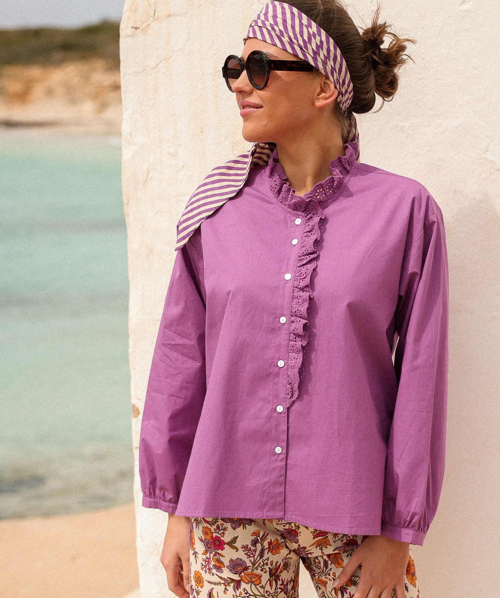 Chemise Fornels – popeline de coton Figue