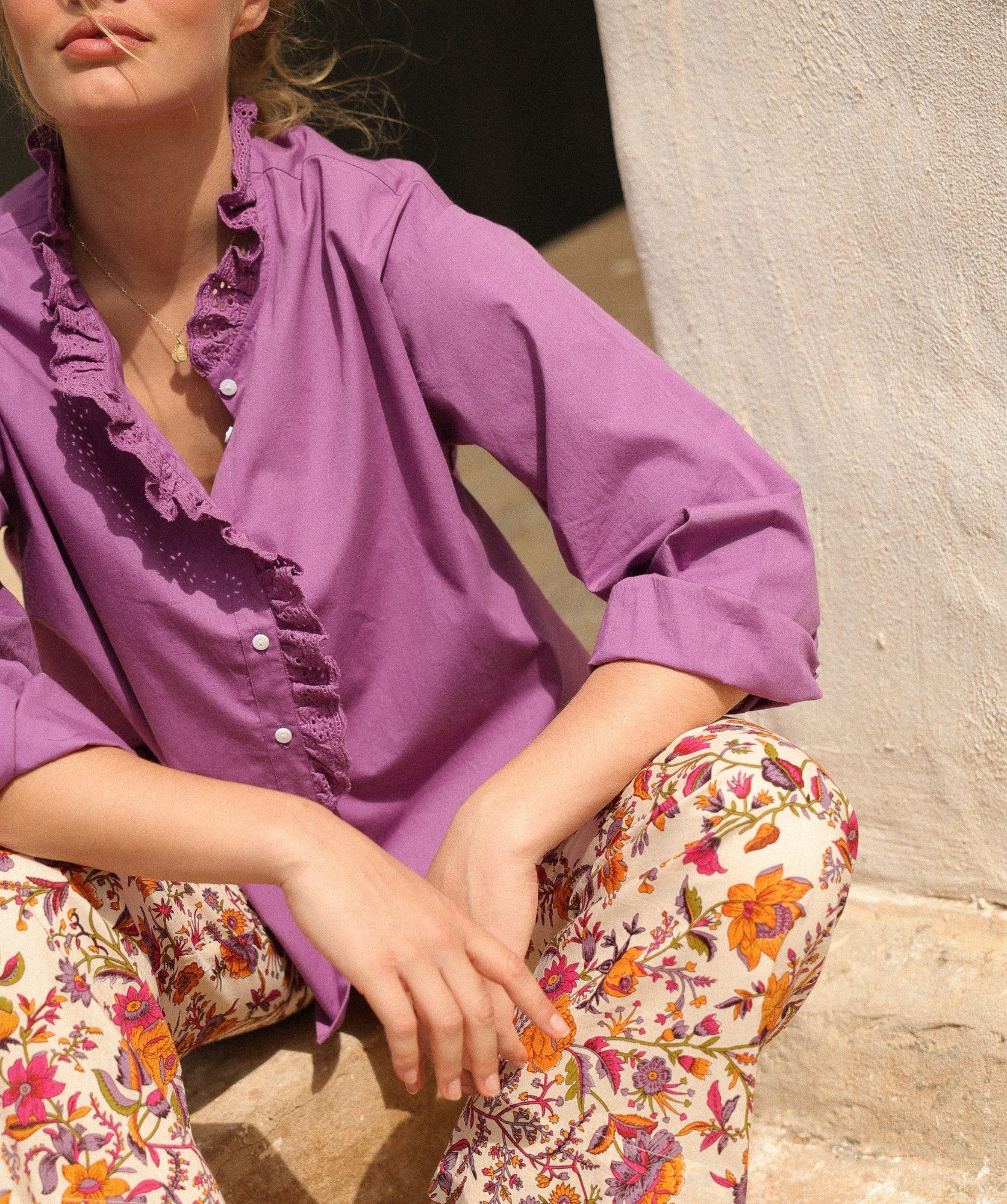 Chemise Fornels – popeline de coton Figue
